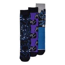 Marvel Avenger Black Panther Purple/Black 3-Pack Men's Size 8-12 Crew Socks NEW