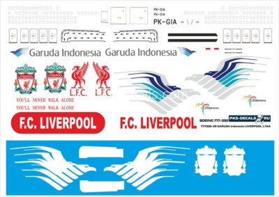 Boeing 777-300 Garuda Liverpool 1/144 PAS-DECALS	777300-28  New!