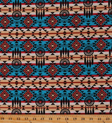 Cotton Aztec Southwestern Patterned Native Dreamcatcher Fabric Print BTY D462.60