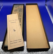 Vintage Drueke No. 12 Cribbage Board Wood - Original Box with Instructions