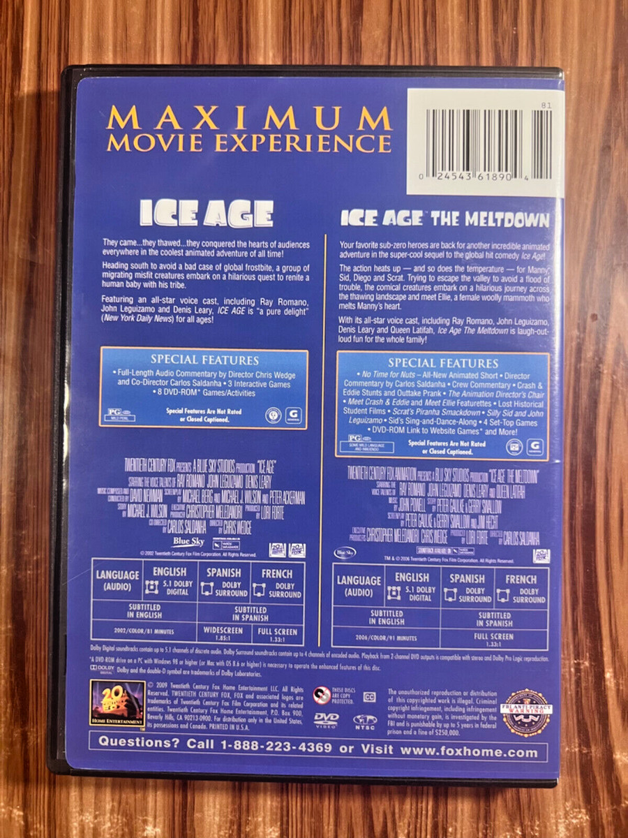 Ice Age Double Feature DVD Movie Set The Meltdown 2-Disk Kids