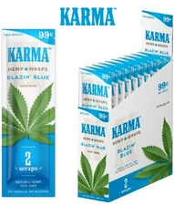 KARMA Natural Organic Wrap BLAZIN BLUE Full Box 25 Pouches, 50 Wraps Total
