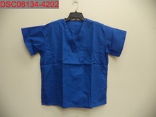 QTY 12 Fashion Seal Adult Blue 1-Pocket Reversible Fashion Poplin Scrub Top, M