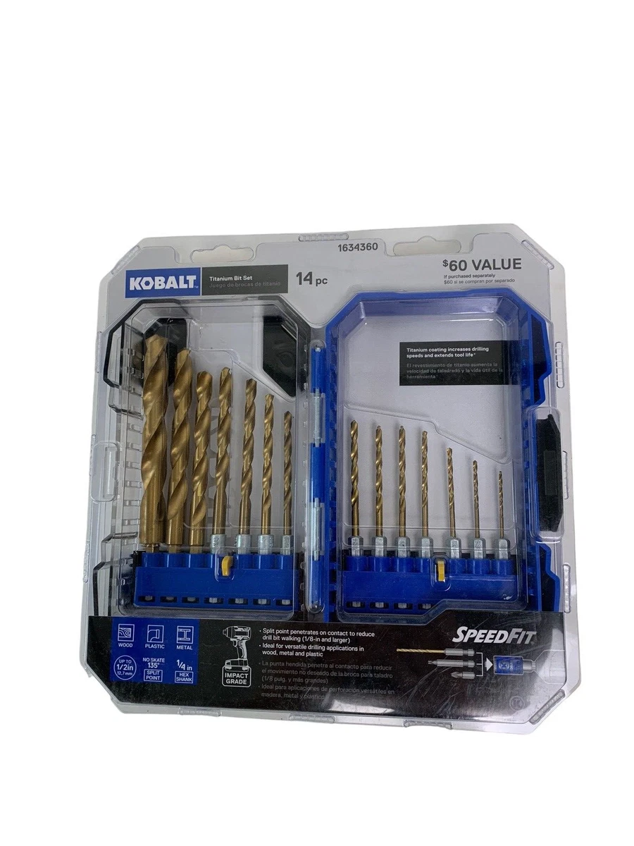 NEW Kobalt 14 Piece Titanium Coated HSS Twist Drill Bit Set with