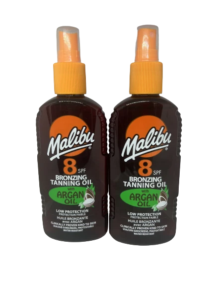 Malibu Tanning Oil Bronzing 8SPF With Argan Oil x 2 200ml