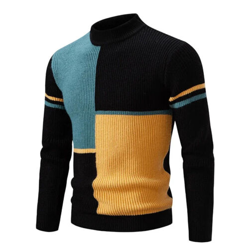 Men's New Autumn and Winter Casual Warm Neck Sweater Knit Pullover Tops Sweater