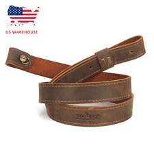 Tourbon Handmade Buffalo Hide Leather Rifle Sling Gun Strap Crazy Horse Adjust