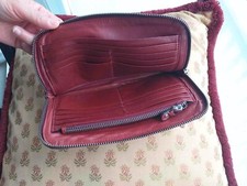 Séquoia Porte feuille, Pochette, Porte Monnaie , cuir de vachette Bordeaux