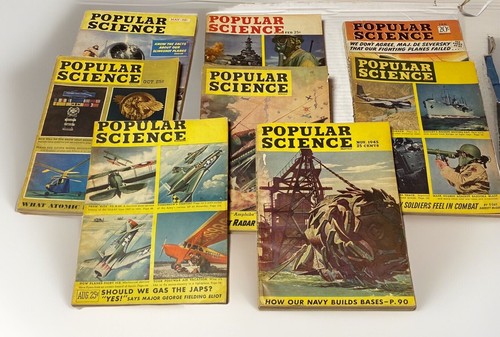 Lot of 8 1943-1945 Popular Science Magazines World War II Military’s Newest