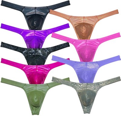 Tower String Thong Men's Underwear Brief Enhancing Pouch Swimwear Shiny Metallic