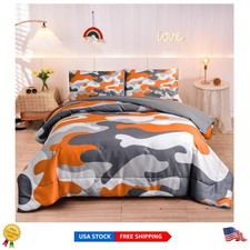 Stylish Camouflage Comforter Set - Twin Size Bedding in Orange for All Seasons
