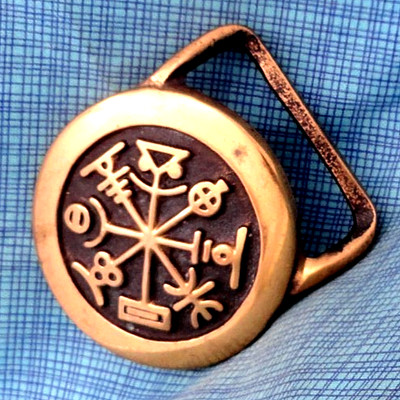 Nautical Rhumb Dress Belt Buckle Ocean Lines Sailing Brass Vtg Tech Ether.GMP728