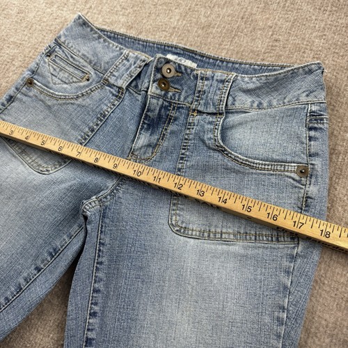 So Wear it Declare it Flared Jeans Womens 7 Low Rise Denim Stretch Flap 29X32 - Picture 9 of 17