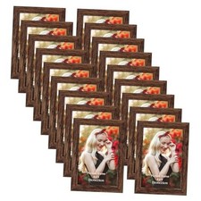 Wooden Bulk Picture Frame Set of 18, Rustic Photo Frames Fits 4 by 6 4x6 Brown