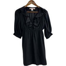 Amanda Uprichard Ruffle Collar Little Black Dress 100% Silk Small