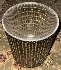 Vintage Hollywood Regency Bronze  Woven Trashcan & Liner Mid-Century Modern