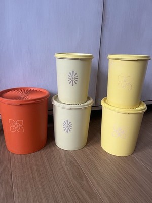 Vintage Tupperware Sunburst Vorratsbehälter Konvolut orange gelb Ernte 70er