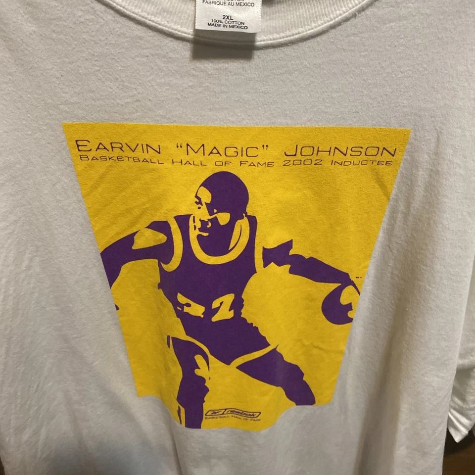 Camiseta Magic Johnson vintage y rara, 2002, XXL, camiseta de miembro del Salón de la Fama, Reebok  Foto 2 de 4