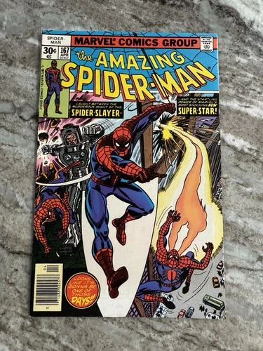 Amazing Spider-Man #167 1st App. Will O Wisp! Spider Slayer App. 1977 VF 🕷️🔥