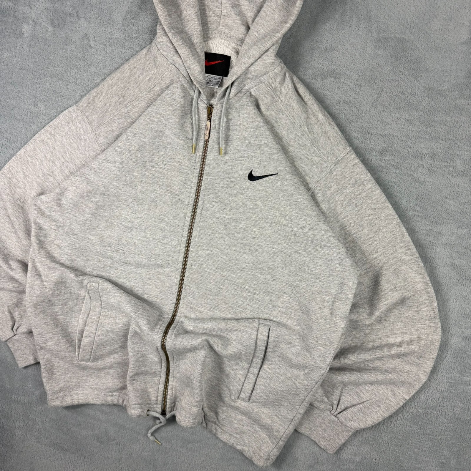 Vintage Nike 1990's Grey Mini Swoosh Embroidered Oversized Small Full Zip Hoodie image 4