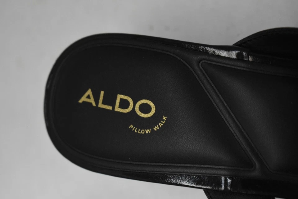 ALDO Sandalias Mujer Talla 10 Negro Almohada Caminar Tanga Gatito Tacón Chanclas Vestido Foto 3 de 4
