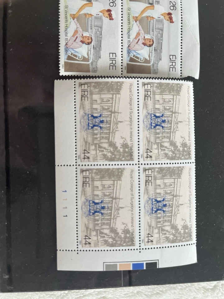 IRELAND 1984 Plate Block medical Stamps Royal Collage Of Surgeons St Vincent’s - Image 2 of 3