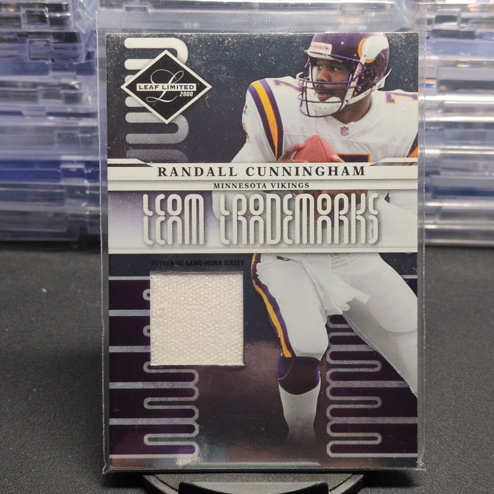 2008 Donruss Leaf Limited Game Worn Jersey Randall Cunningham  /100 Vikings