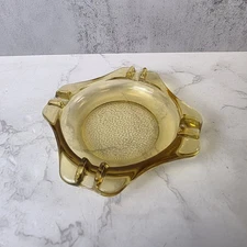Vintage Glass Ashtray Set Brown Amber Clear Square Retro Decor 4"