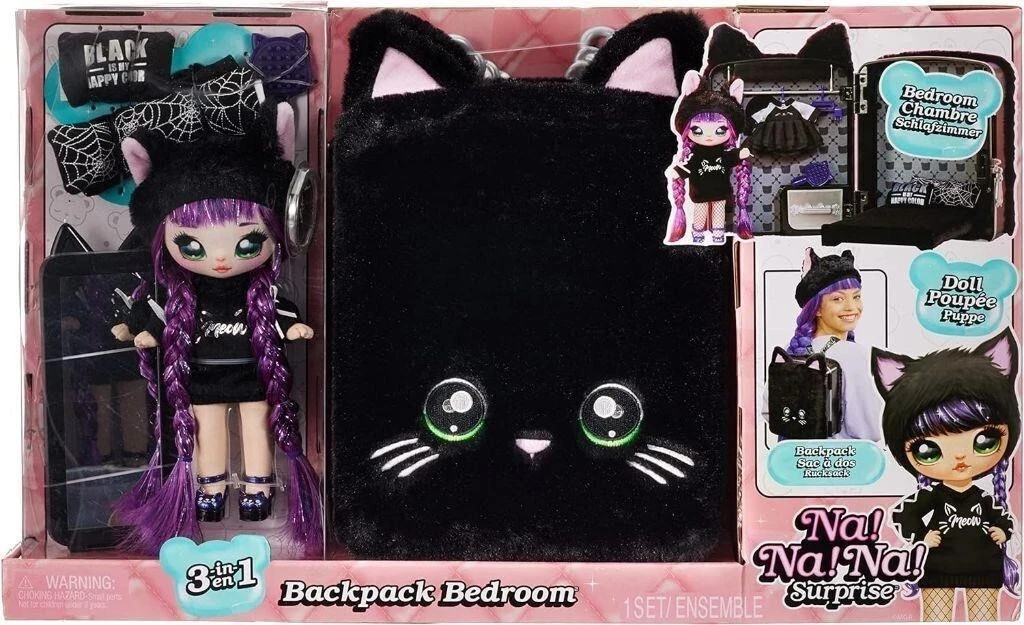 Na&excl; Na&excl; Na&excl; Surprise 3-in-1 Backpack Bedroom Playset - Tuesday Meow Doll