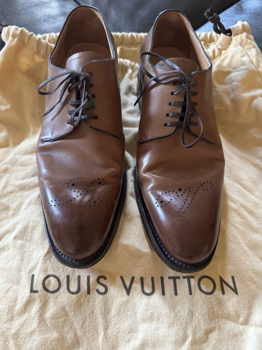 Louis Vuitton Mens Brown Brogue Leather Lace Up Derby Size 8 - Ships Same  Day!