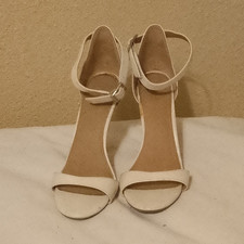 White Leather Strappy Open Toe Ankle Strap St...