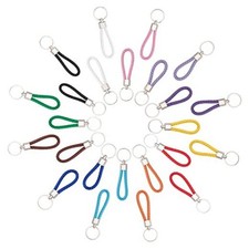 24PCS Braided Leather Keychains 12 Colors Woven Rope Key Chain Ring with