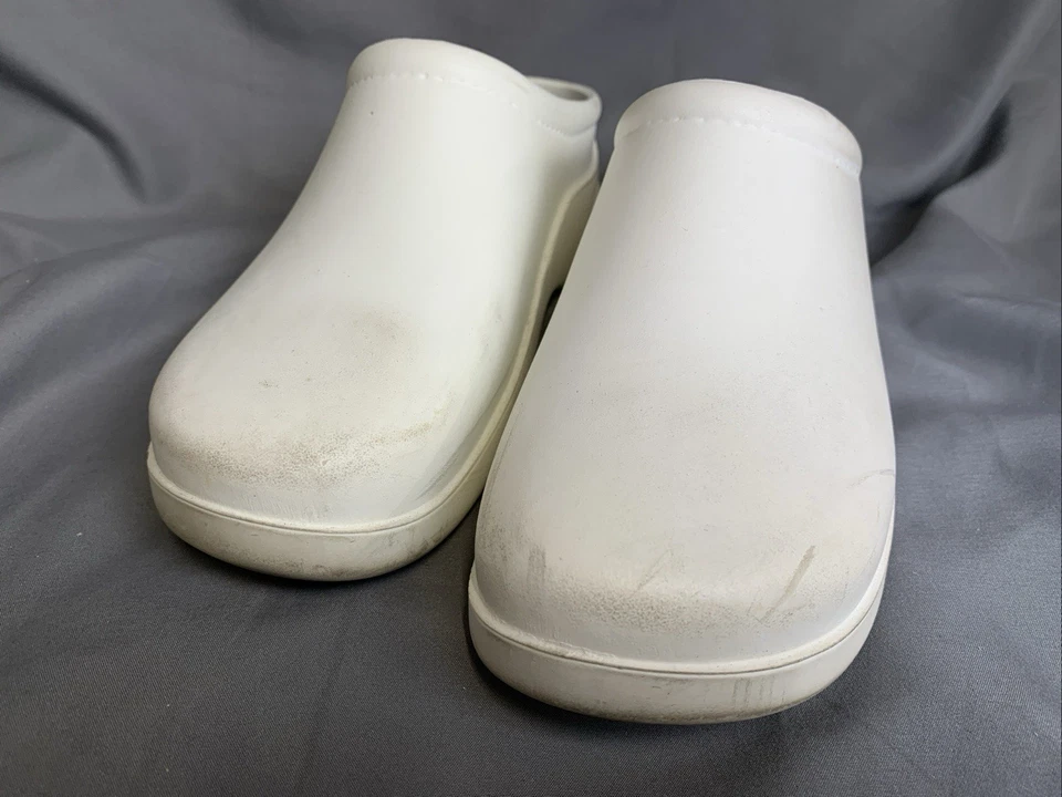 Zuecos Klogs para mujer talla 8 blancos antideslizantes sin marcas zapatos de trabajo sin cordones Foto 2 de 4