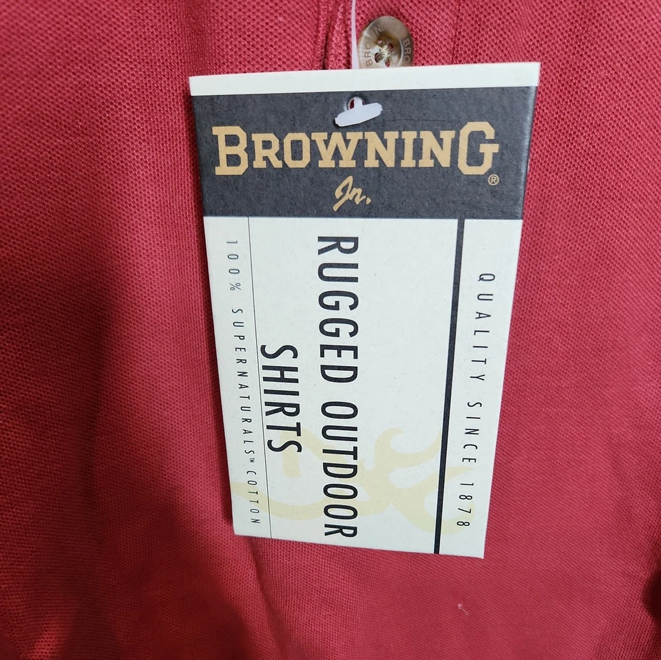 Camisa Polo Browning Niños Jóvenes Performance Manga Corta Roja Grande Nueva con Etiquetas Foto 4 de 4