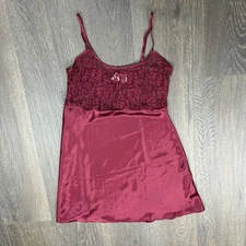 Vintage 90s victoria Secret Lingerie Burgundy Sleep Dress Large Gold Label