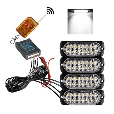4X Auto 12LED Frontblitzer Warnleuchten Blitzlicht Strobe Leuchte DC12-24V LKW
