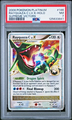PSA 7 2009 Pokemon Platinum Supreme Victors Rayquaza C Lv.X Holo Foil 146/147