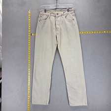 Vintage Levis 501 Jeans Mens Beige Straight Button Fly USA Stains Fits 28x30