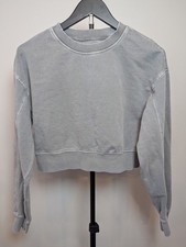 LAZY SUNDAY Women's Size S Gray Mineral Washed Cropped Sweatshirt 100 Cotton