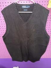 Polo Ralph Lauren Men's Sweater Vest Size XL Black Cable Knit 100 Cotton