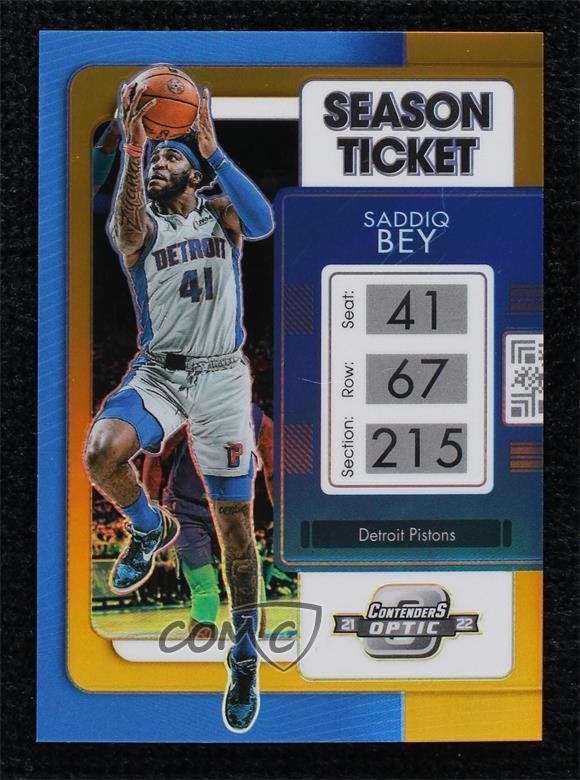 2021-22 Panini Contenders Optic Season Ticket Gold Prizm 7/10 Saddiq Bey #47 1s6