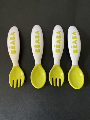 Beaba Baby 2nd Stage Ergonomic Baby Cutlery, Set of 4 (2 Spoons + 2 Forks)