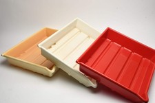 Set of 3 Paterson 12x16" darkroom paper developing trays White, red 