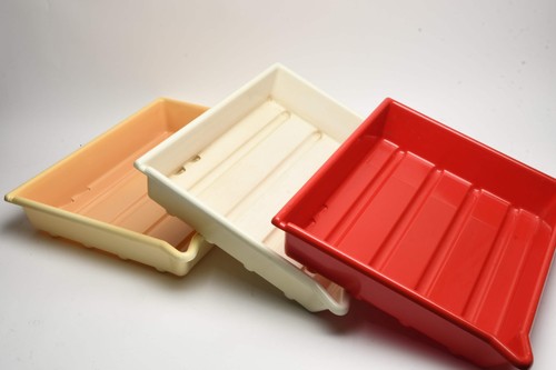 Set of 3 Paterson 12x16" darkroom paper developing trays (White, red)