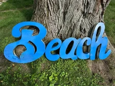 Beach Decorative Signage Metal Welded Handmade Artisan BEACH Sign Wall Art