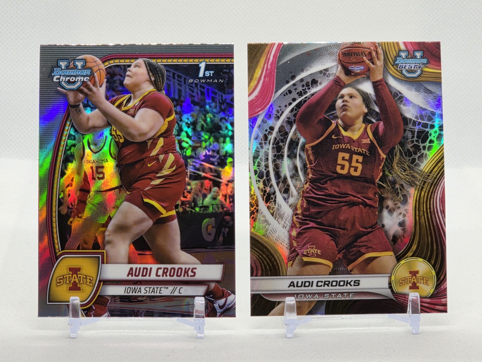 Audi Crooks 2024-25 1st Bowman Chrome U Refractor #9 + Best Refractor #10 - Iowa