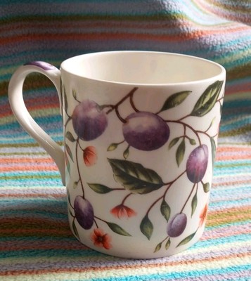 Obst Design Fine Bone China Becher DATA Lila Pflaume Orange Blume Land Portofrei