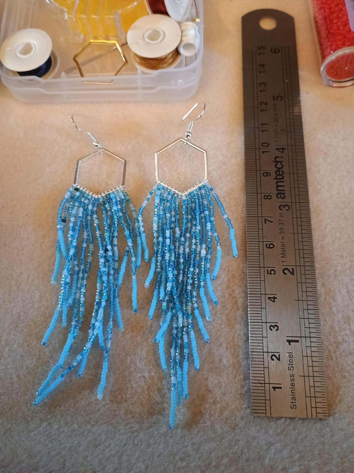 Handmade Boho Tassel Seed Bead Fringe Earrings Native American Style