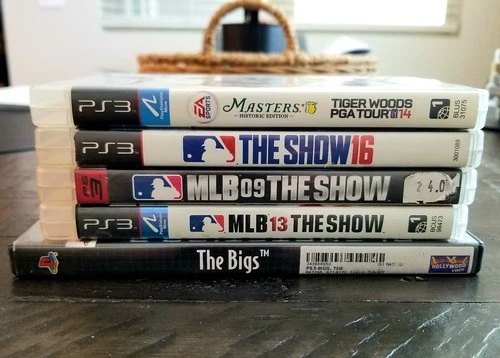 Sony PS3 Game Lot 5 Games MLB The Show 09,13,16/Tiger 14 Masters Ed./The Bigs