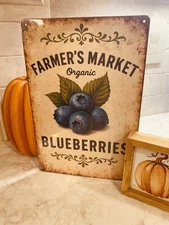 Farmer’s Market Blueberries 8x10 Metal Wall Sign